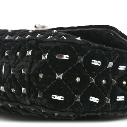 Valentino Garavani Velvet Small Rockstud Spike Embellished Shoulder Bag Black 10 of 15