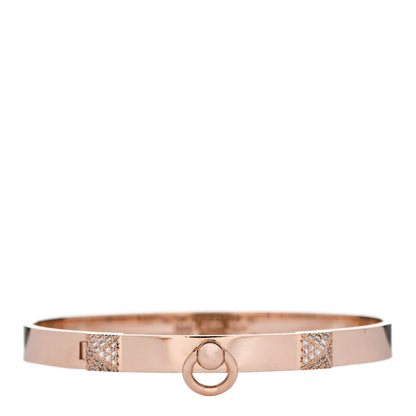 Hermes 18K Rose Gold Diamond PM Collier De Chien Bracelet ST 1 of 4