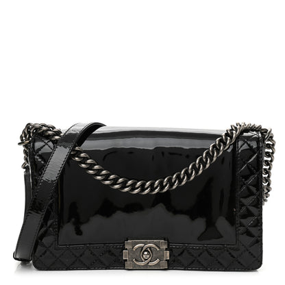 Chanel Patent New Medium Boy Reverso Flap Black 1 of 11
