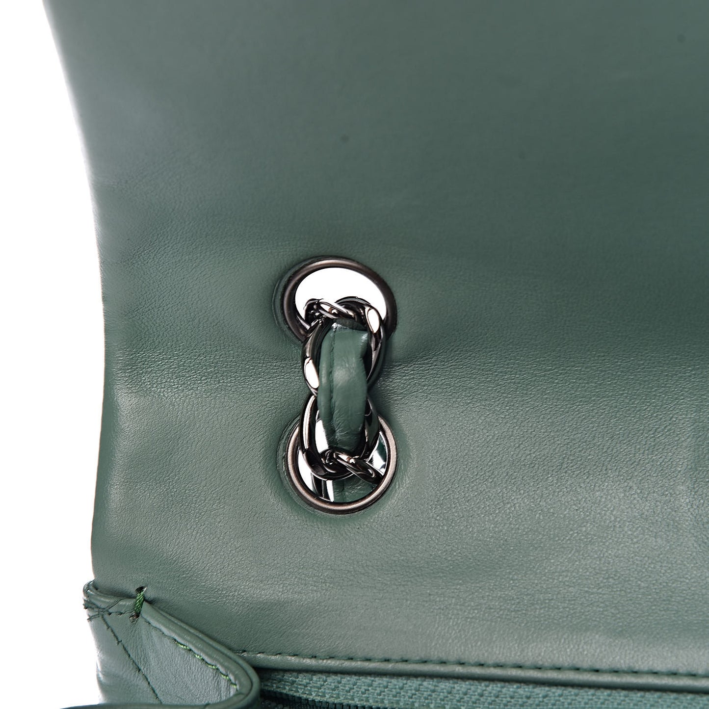 Lambskin Quilted Maxi Single Flap Green