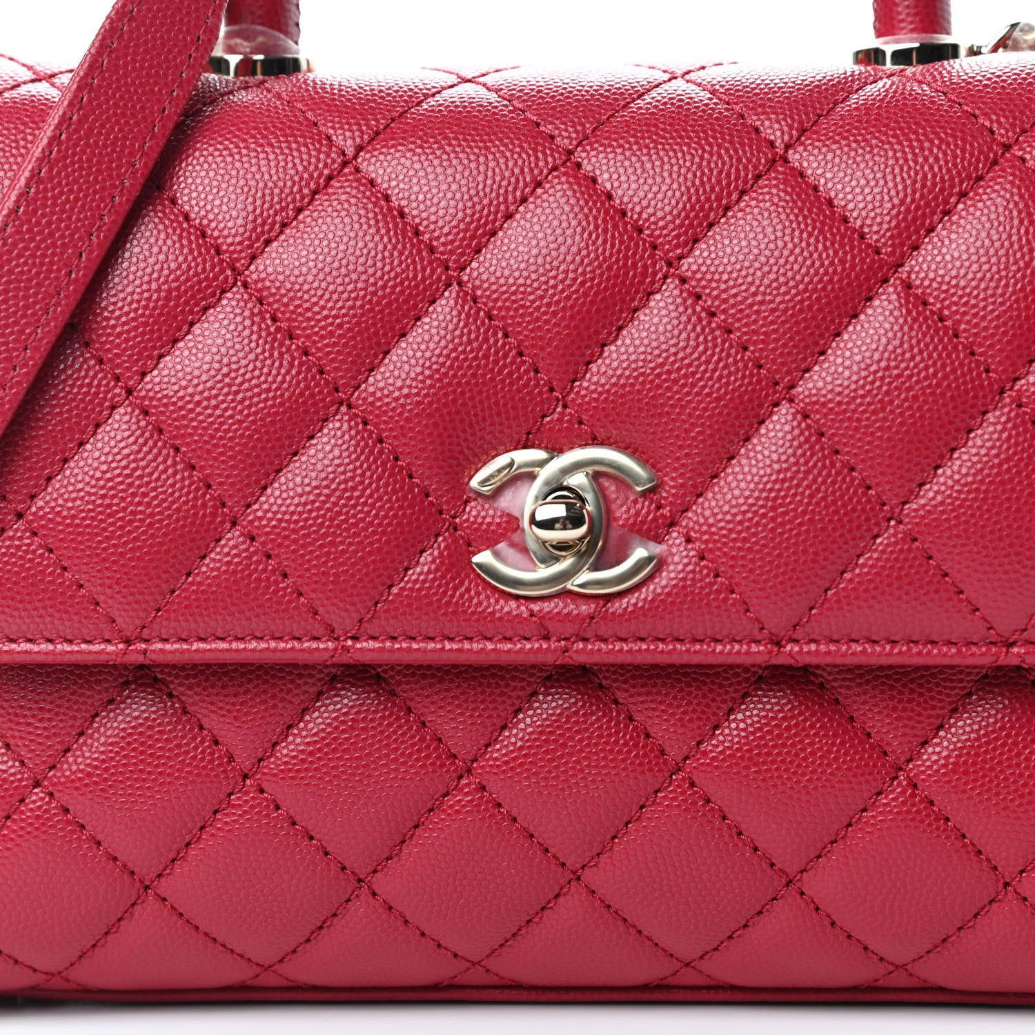 Chanel Caviar Quilted Mini Coco Handle Flap Dark Pink 10 of 11