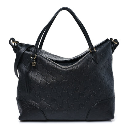 Gucci Guccissima Medium Bree Foldover Tote Black 1 of 13