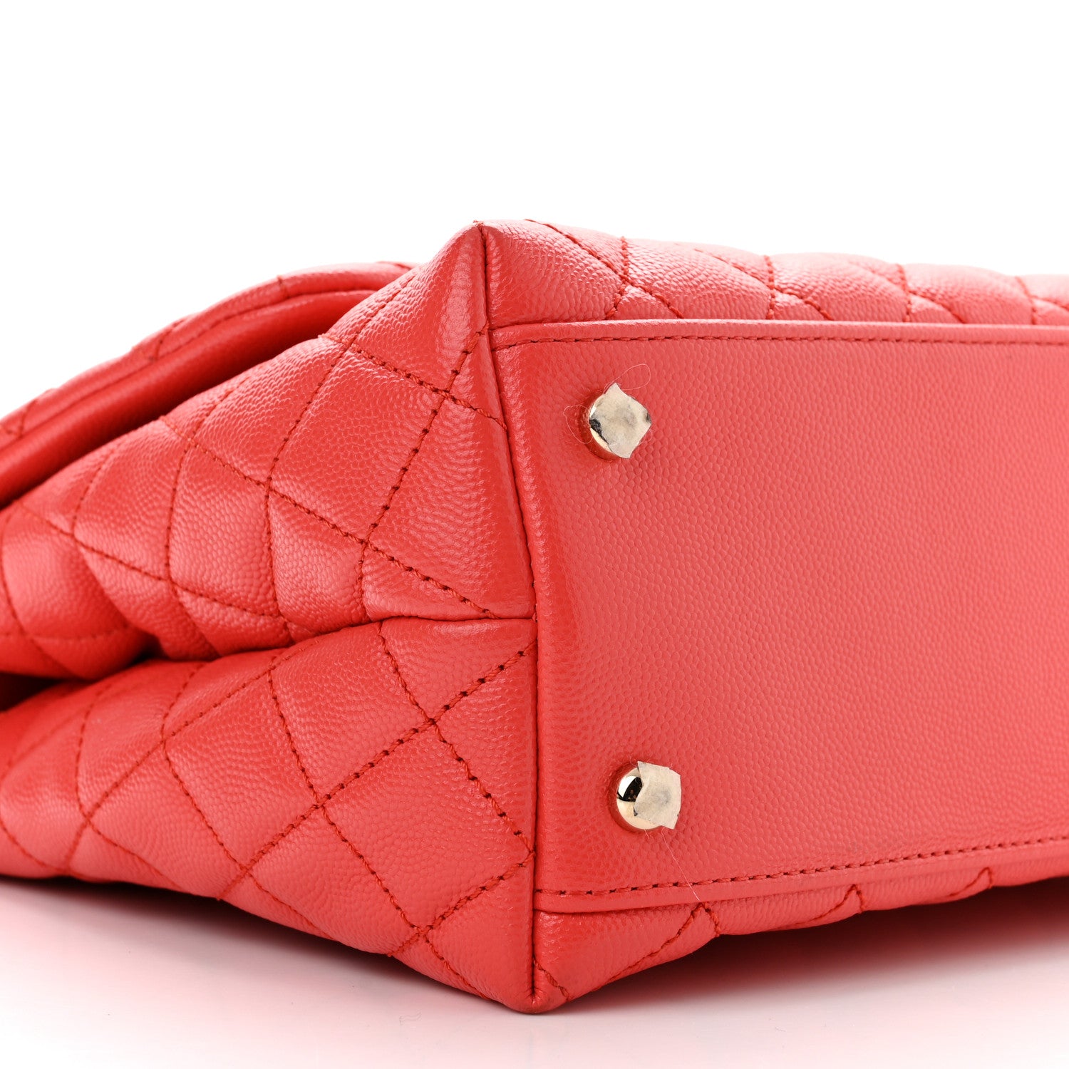 Chanel Caviar Quilted Small Coco Handle Flap Red 9 of 10