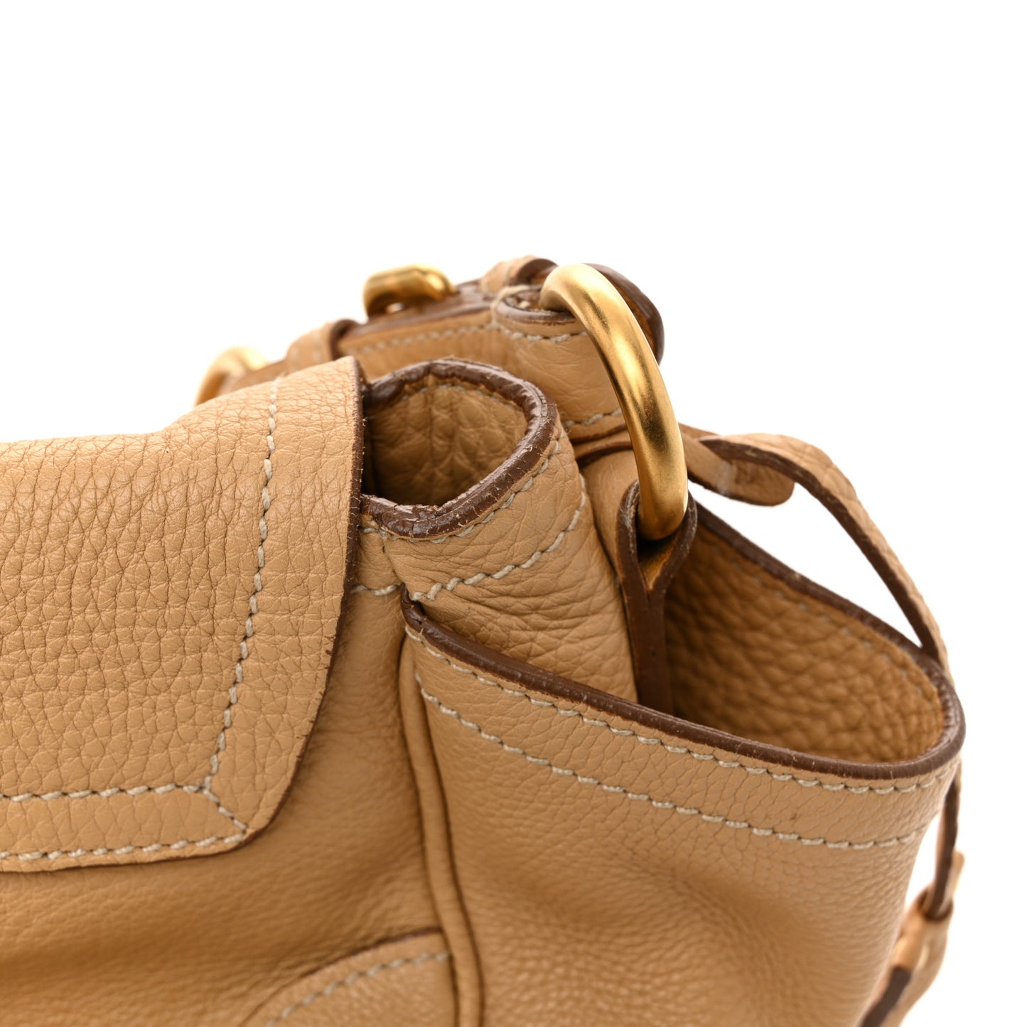 Vitello Daino Pushlock Shoulder Bag Sughero