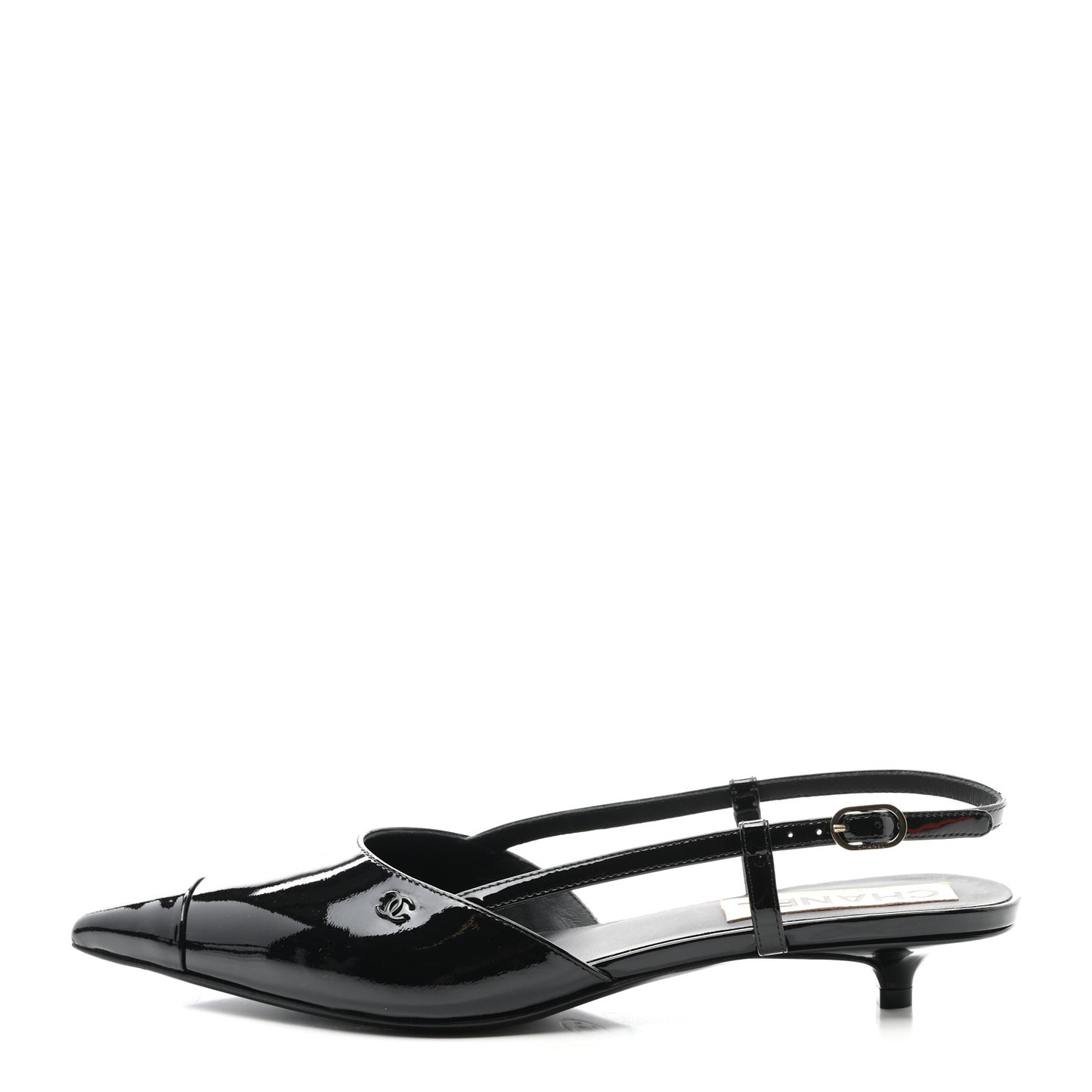 Patent CC Low Heel Slingback 38 Black