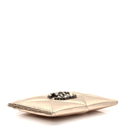 Chanel Metallic Lambskin Quilted Chanel 19 Card Holder Gold 4 of 7
