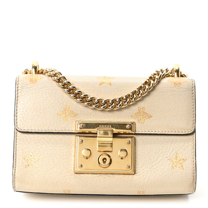 Gucci Grained Calfskin Bee Star Small Padlock Shoulder Bag White 1 of 10