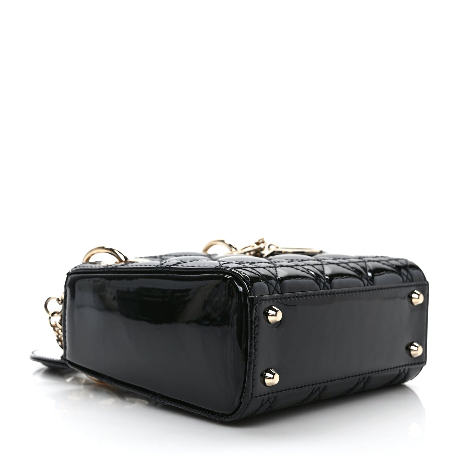 Patent Cannage Mini Lady Dior Black