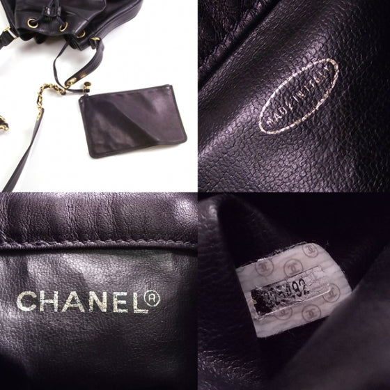 Chanel Lambskin Drawstring CC Bucket Shoulder Bag Navy cd22760 10 of 10