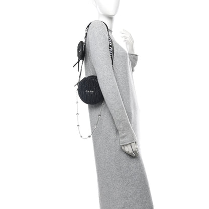 Miu Miu Nappa Matelasse Crystal Round Crossbody Bag Black 2 of 13