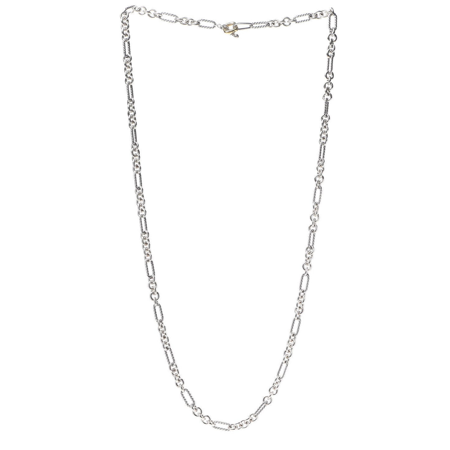 Sterling Silver 18K Yellow Gold Figaro Chain Link Necklace