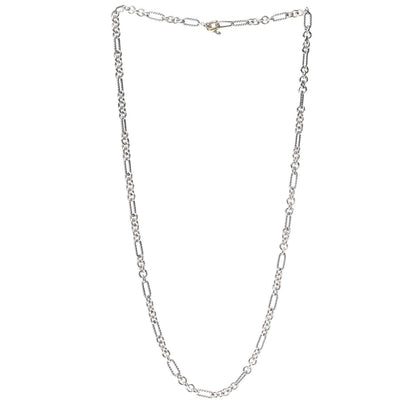 David Yurman Sterling Silver 18K Yellow Gold Figaro Chain Link Necklace 3 of 5