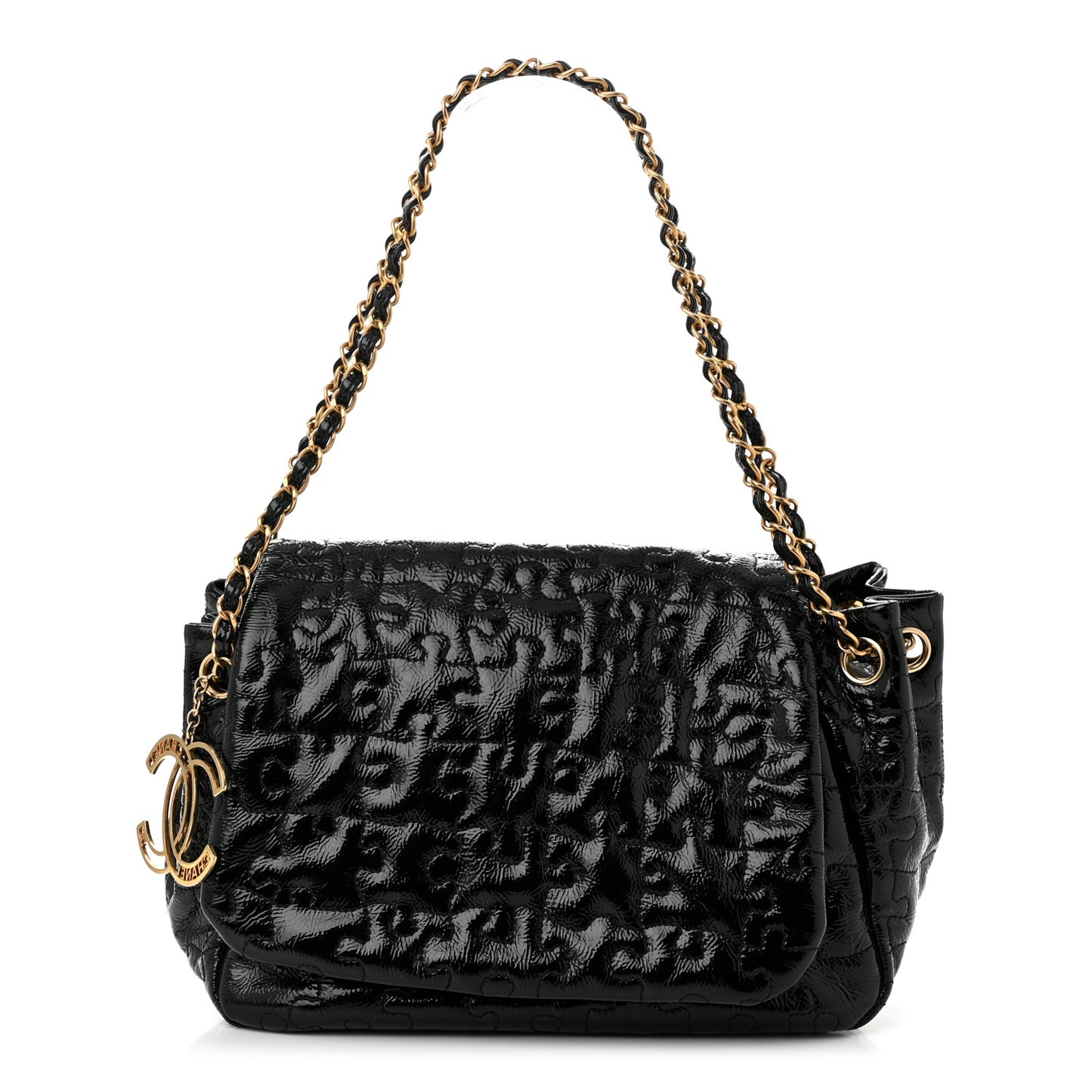 Patent Puzzle Accordion Flap Bag Black
