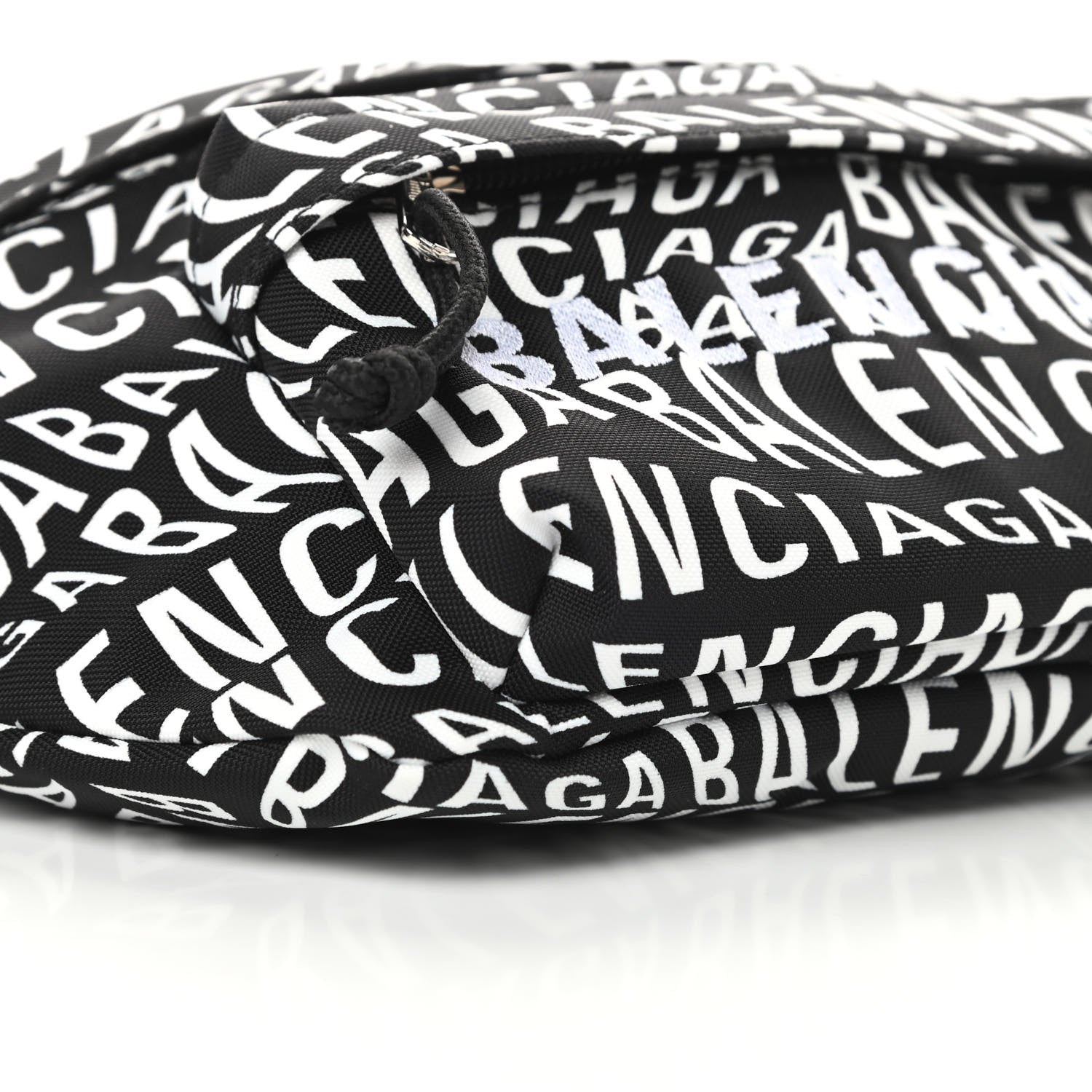 Balenciaga Nylon Wave Logo Print Wheel Beltpack Black White 9 of 10