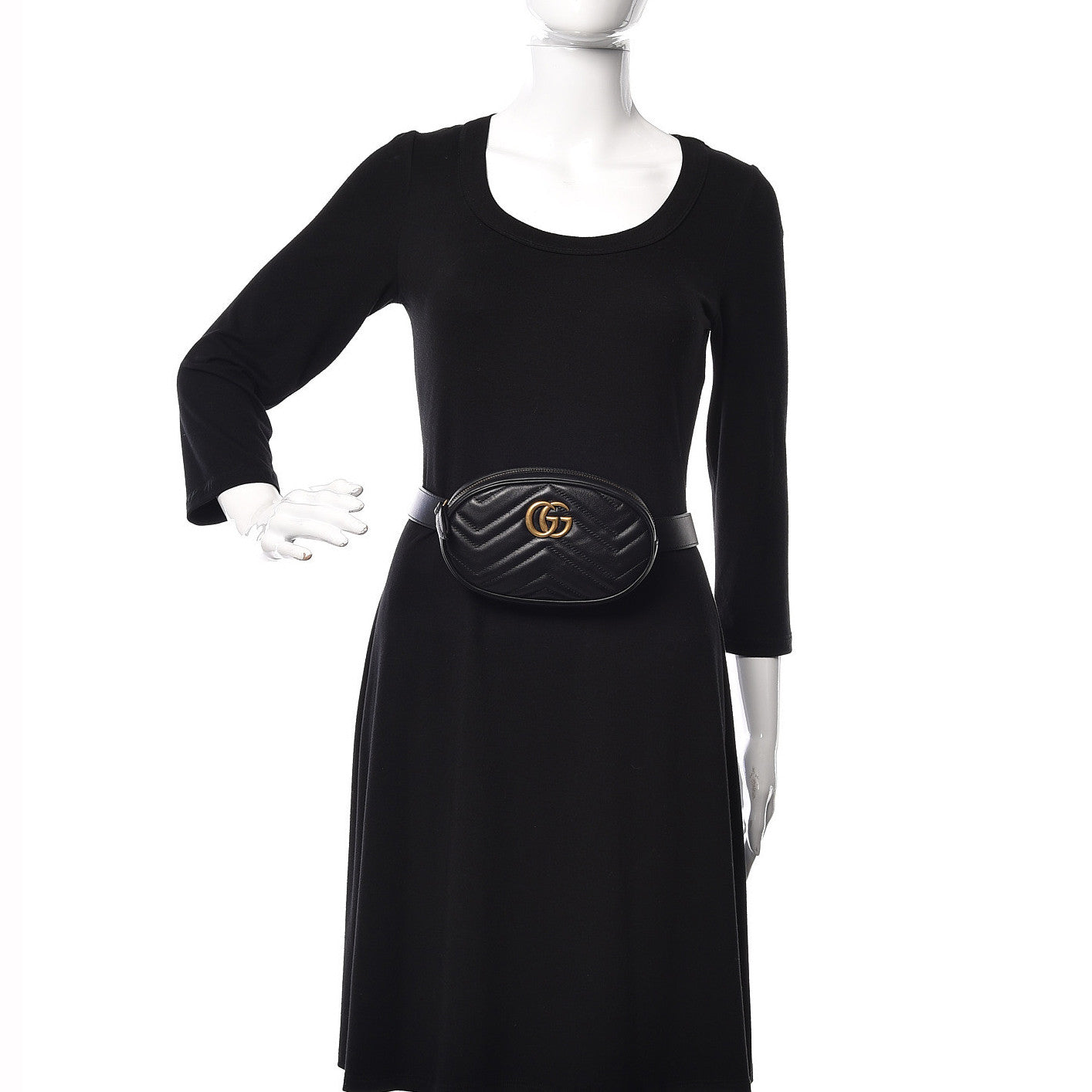 Calfskin Matelasse GG Marmont Belt Bag 75 30 Black