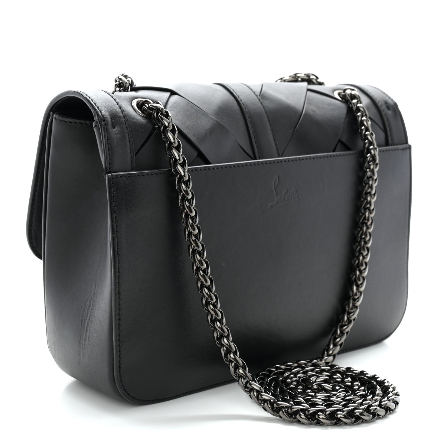 Calfskin Woven Small Sweet Charity NV Shoulder Bag Black