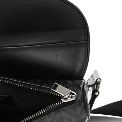 Christian Dior Smooth Calfskin Canvas CD Diamond Mens Saddle Bag Black 11 of 16