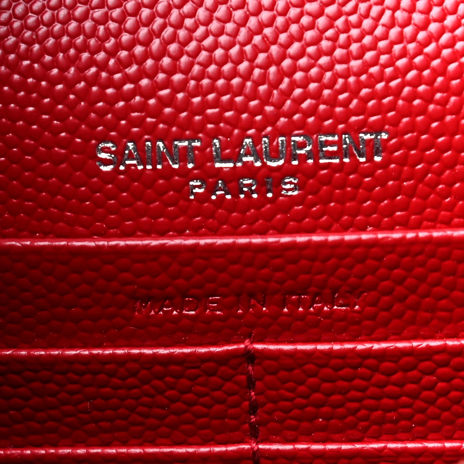 Saint Laurent Grain De Poudre Matelasse Chevron Monogram Envelope Chain Wallet Rouge Eros 6 of 10
