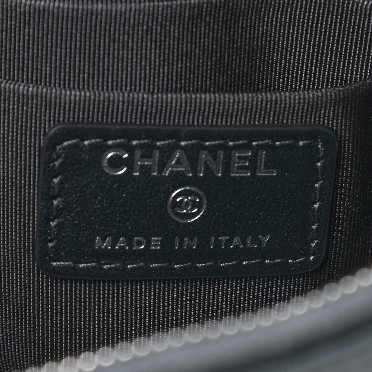 Chanel Metallic Caviar Quilted Mademoiselle Vintage Zip Pouch Dark Grey 6 of 7