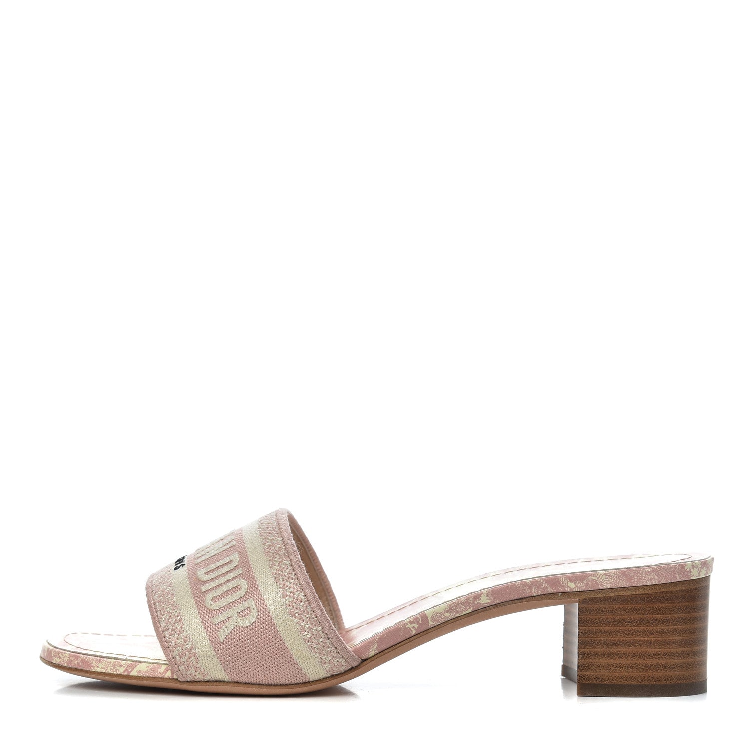 Christian Dior Cotton Toile De Jouy Embroidered Dway 50mm Slide Sandals 39 Light Pink 1 of 10