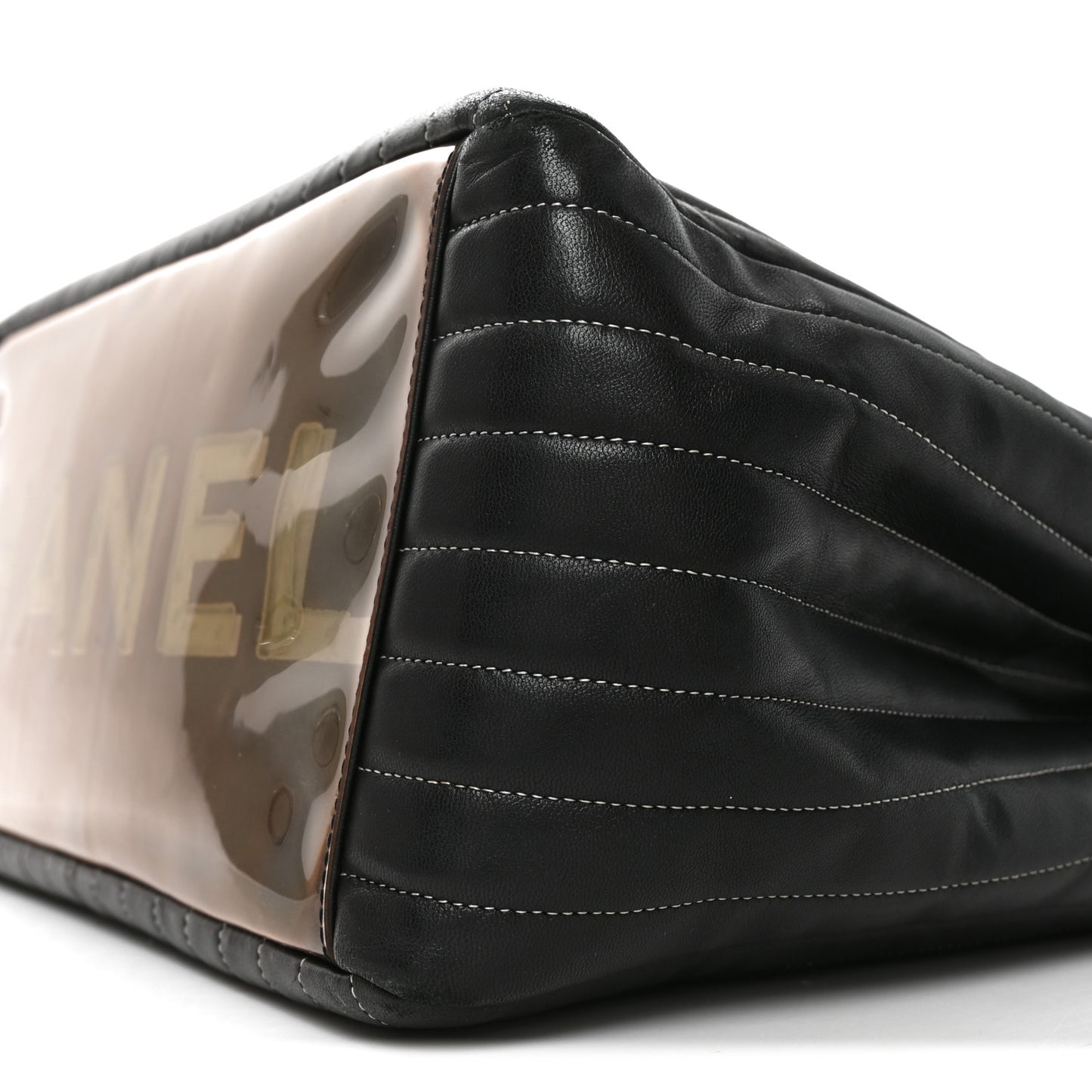 Lambskin Vertical Quilted Large Mademoiselle Tote Black