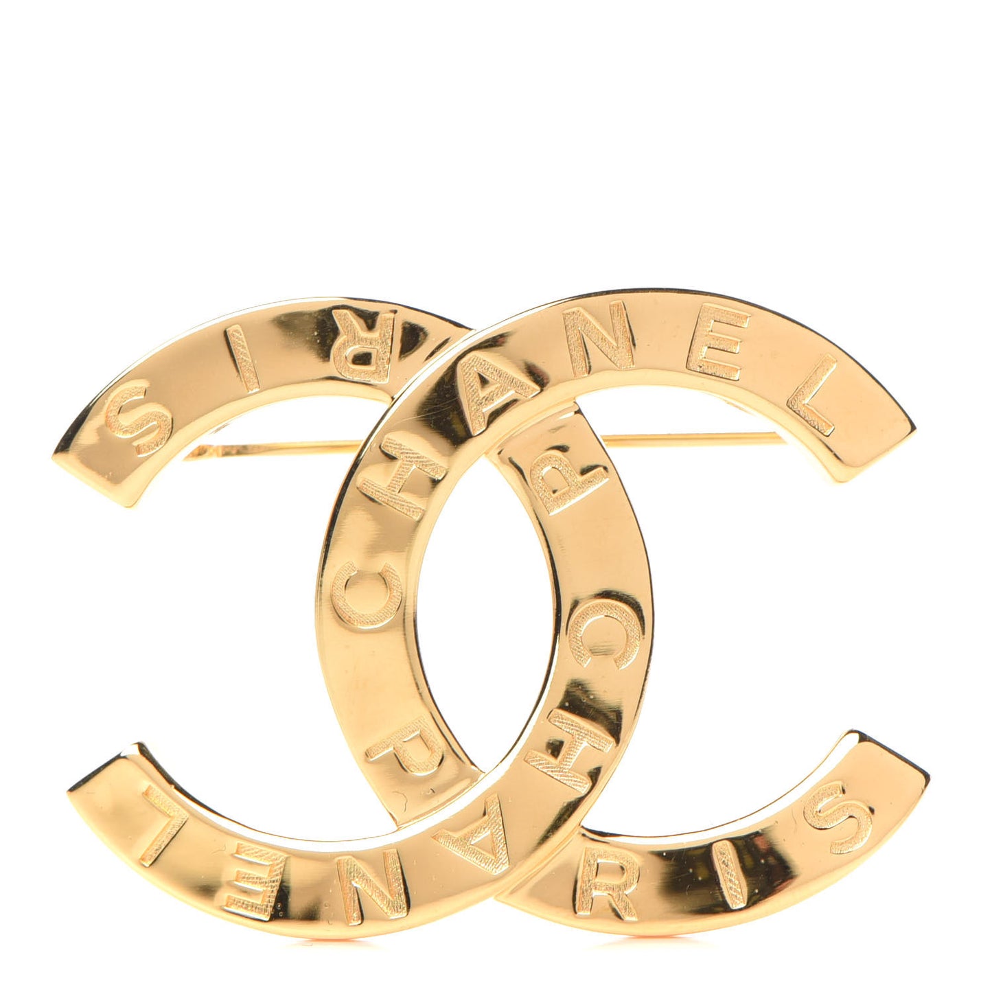 Metal Paris Button CC Large Brooch Gold