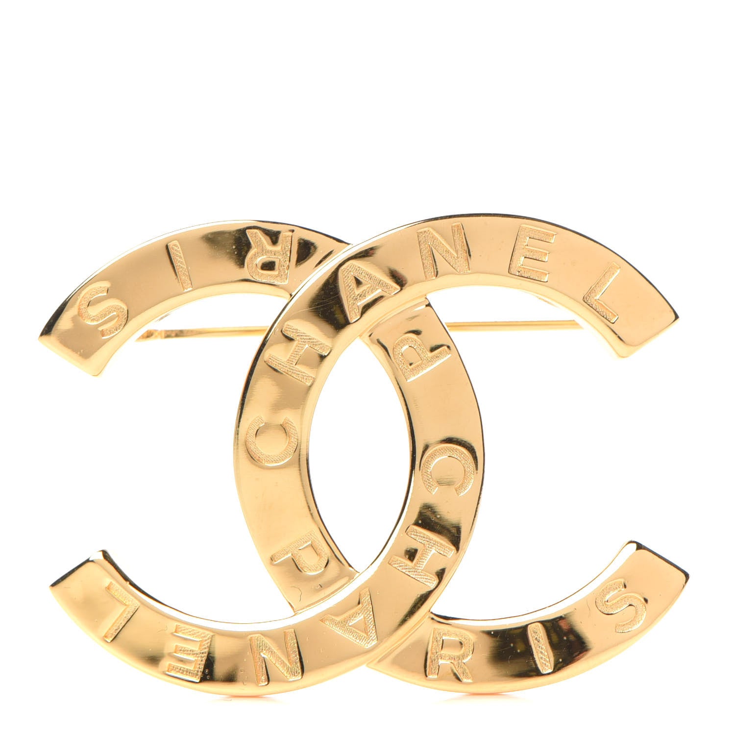 Chanel Metal Paris Button CC Large Brooch Gold 1 of 4