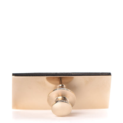 Chanel Metal Resin Pearl Coco License Plate Brooch Black Gold 3 of 5