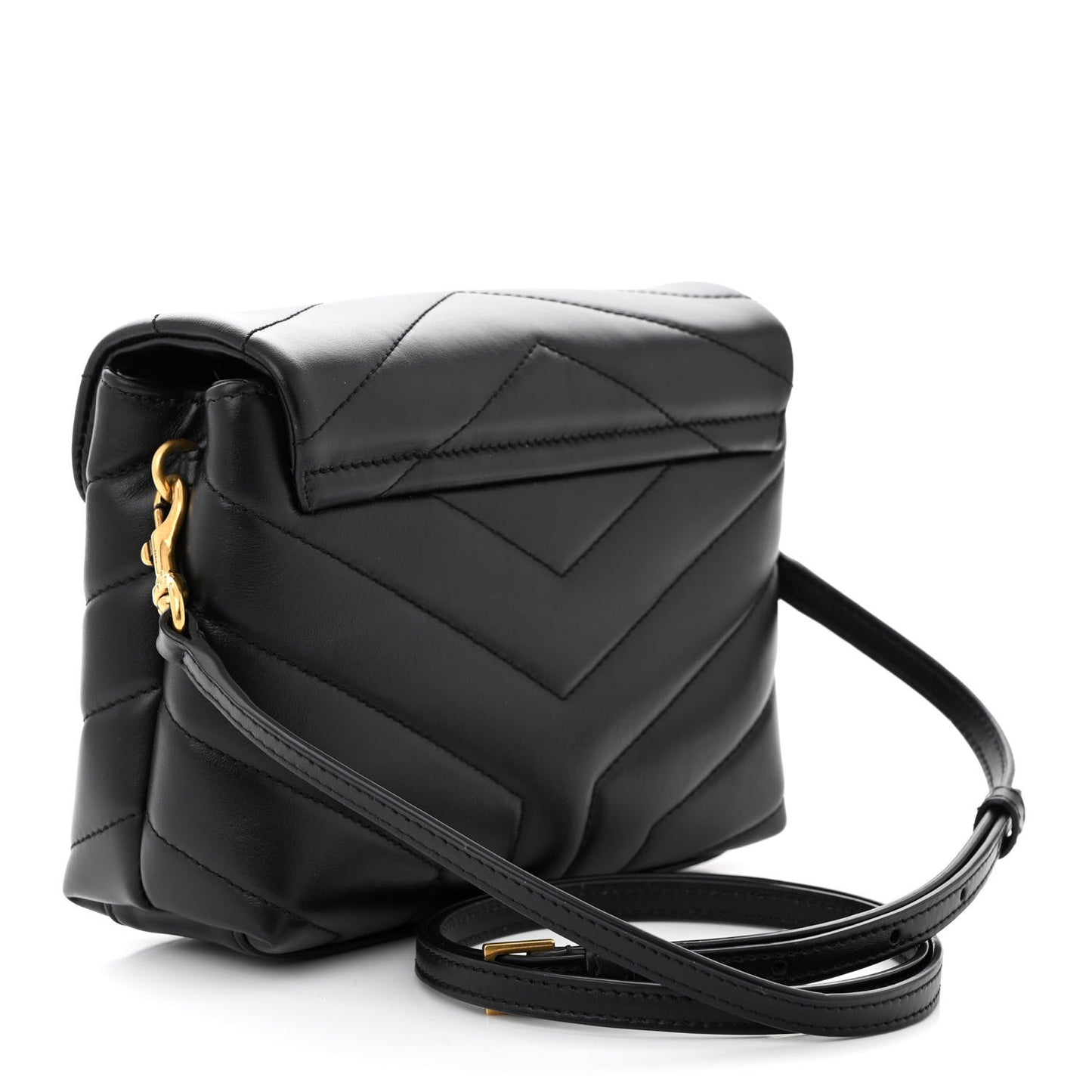 Calfskin Y Quilted Monogram Toy Loulou Crossbody Bag Black
