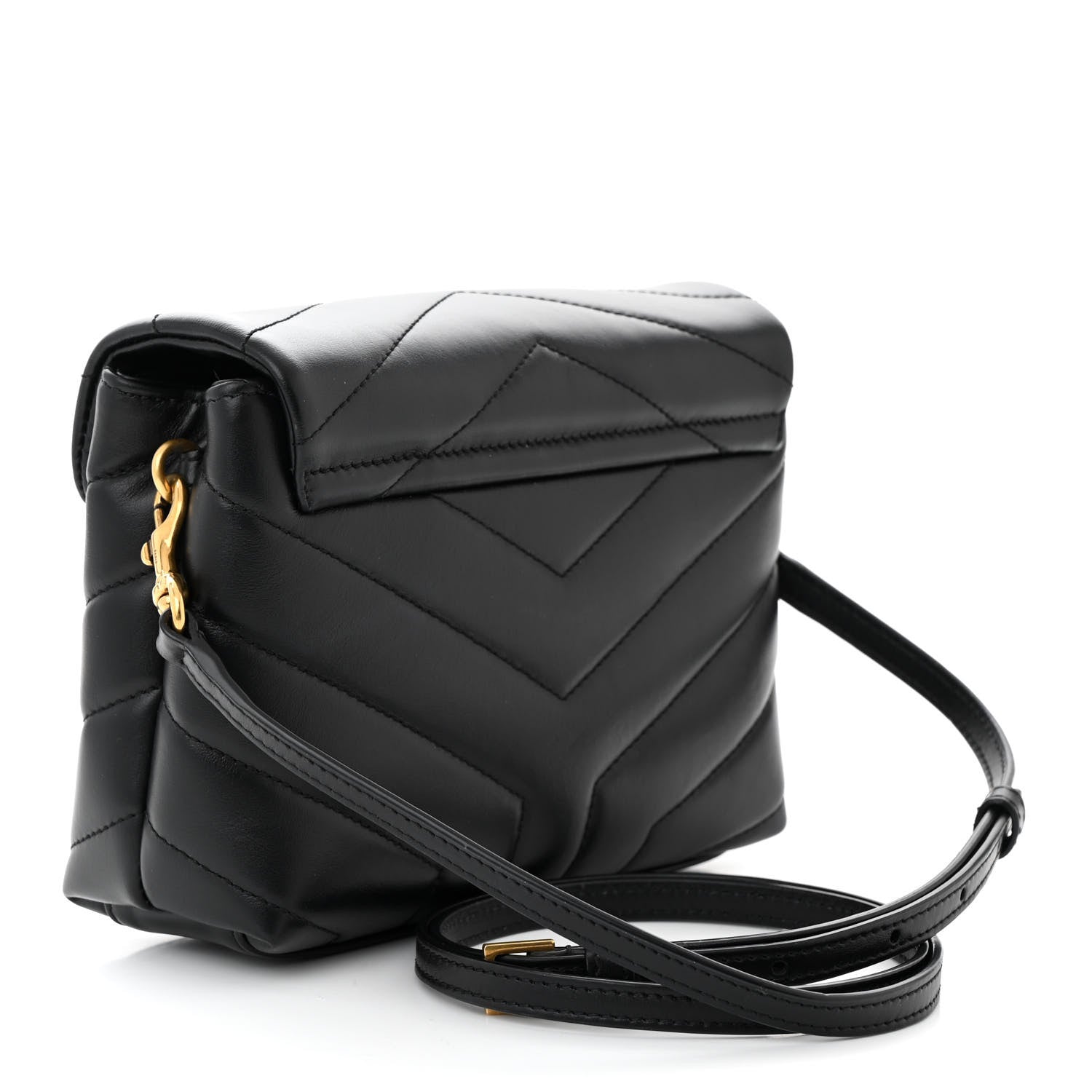 Saint Laurent Calfskin Y Quilted Monogram Toy Loulou Crossbody Bag Black 3 of 11