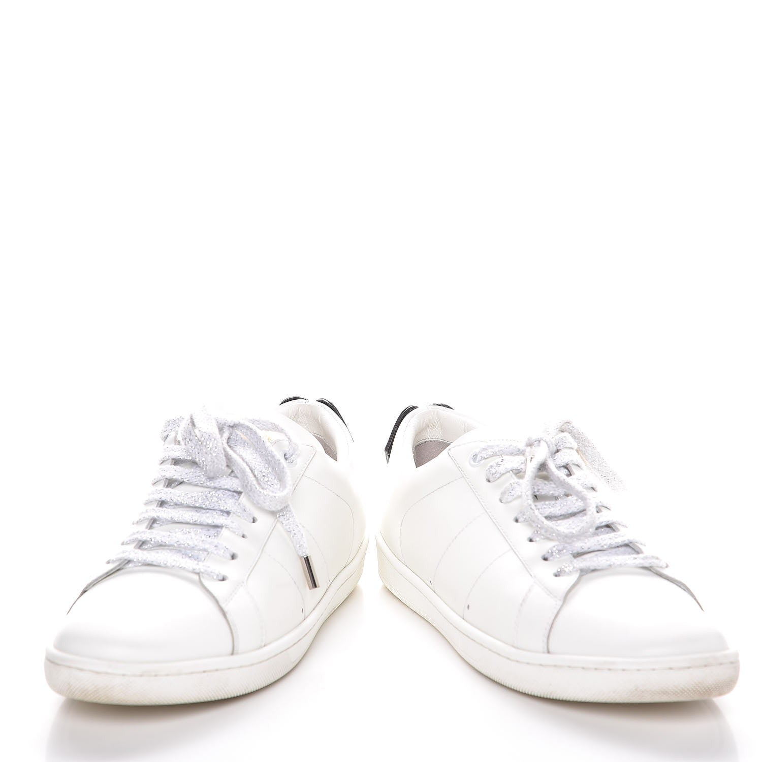 Saint Laurent Calfskin Metallic Ayers Signature Court Lips Sneakers 38 Optic White 6 of 13