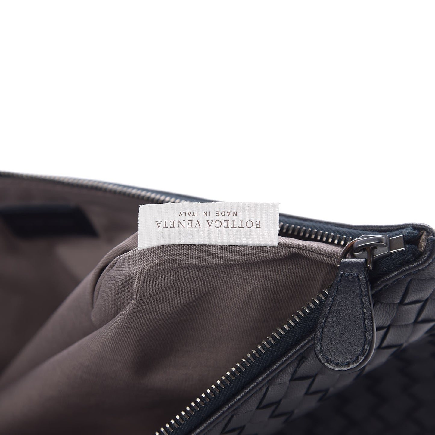 Nappa Intrecciato Large Flat Zip Biletto Pouch Black