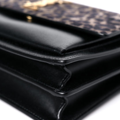 Saint Laurent Calfskin Leopard Print Medium Monogram Sunset 9 of 15