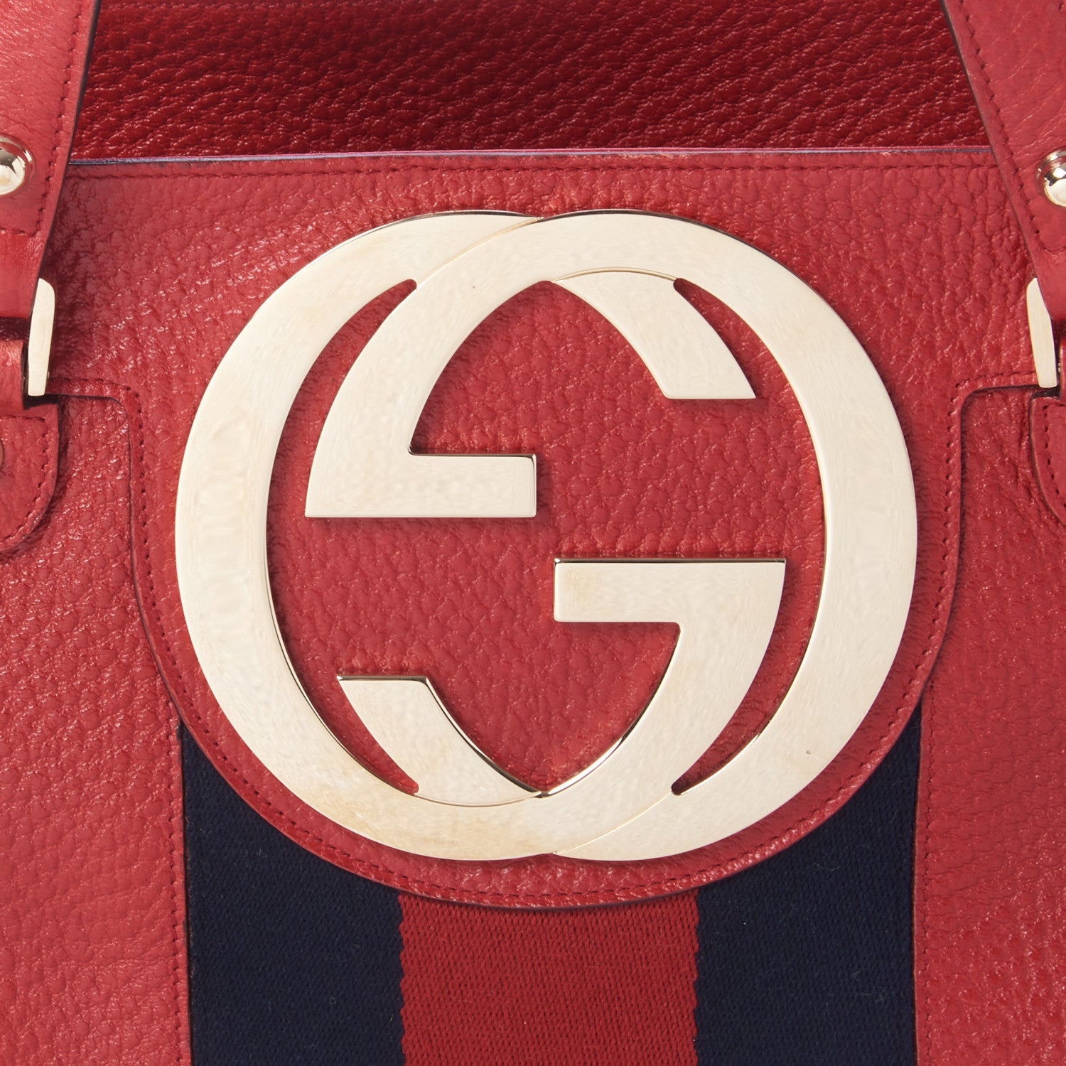 Gucci Calfskin Blondie Web Satchel Red 7 of 9