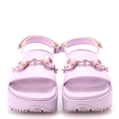 Gucci Soft Rubber Horsebit Touch Womens Strapped Sandals 40 Talc Pink 3 of 9