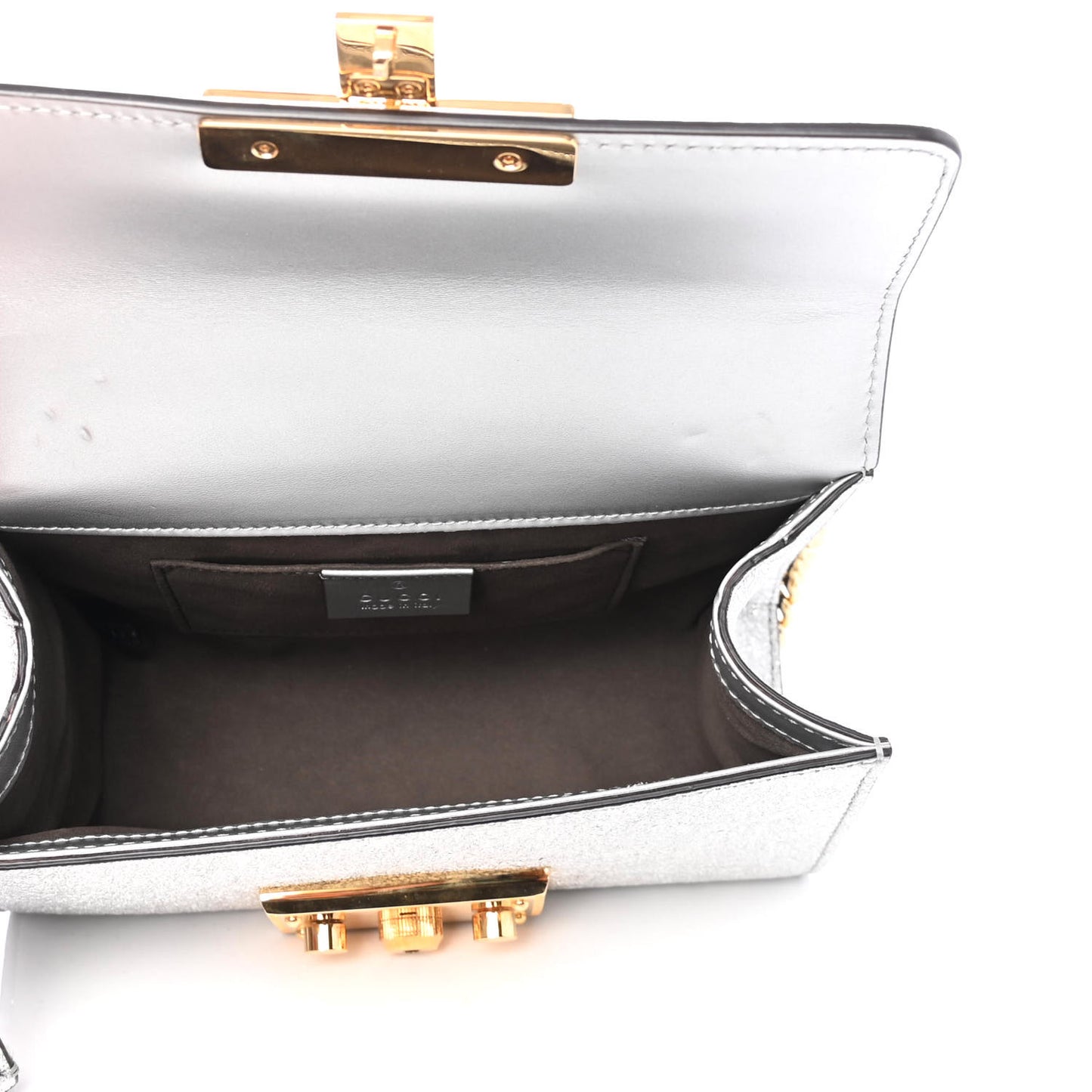 Galassia Small Padlock Shoulder Bag Argento