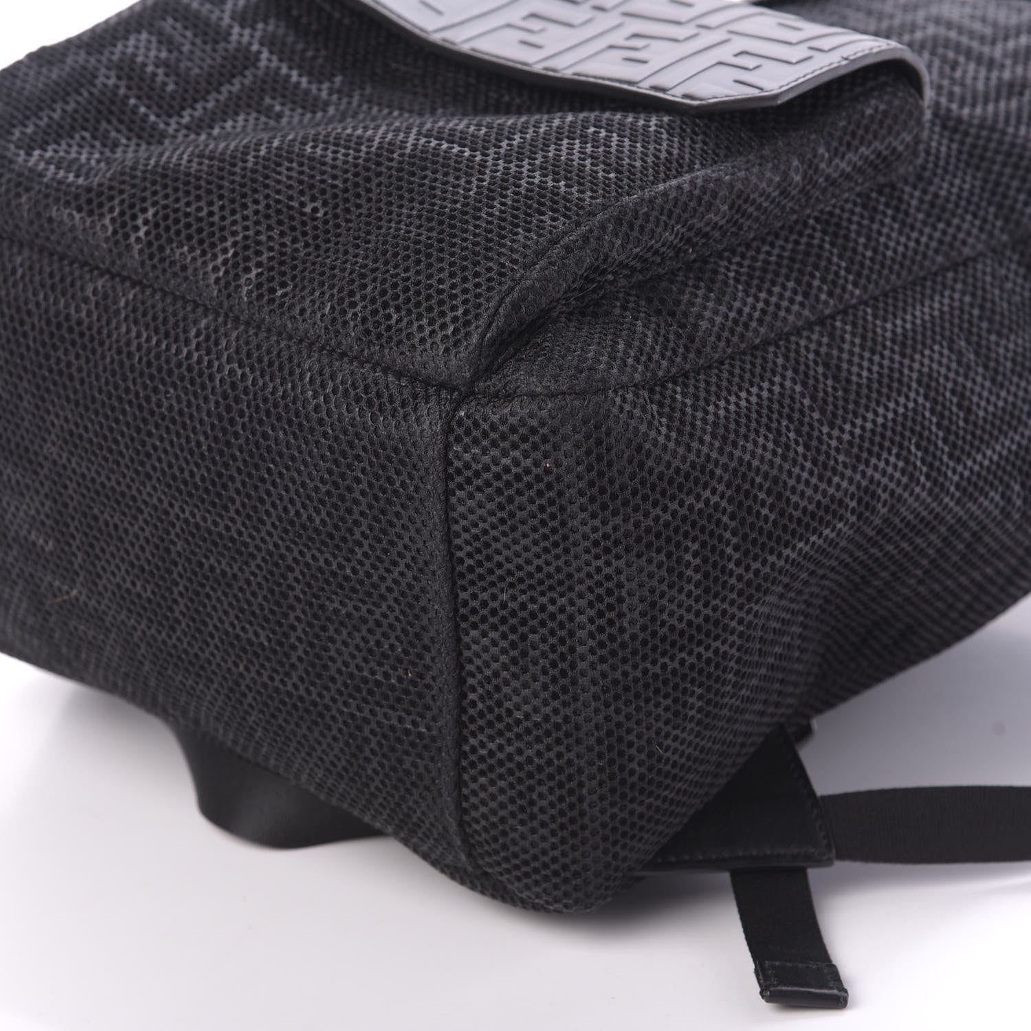 Fendi Mesh Cuoio Romano Vitello Stampa FF 1974 Embossed Logo Plate Backpack Black 6 of 9