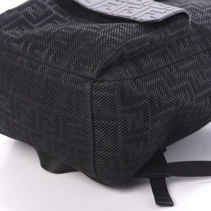Fendi Mesh Cuoio Romano Vitello Stampa FF 1974 Embossed Logo Plate Backpack Black 6 of 9