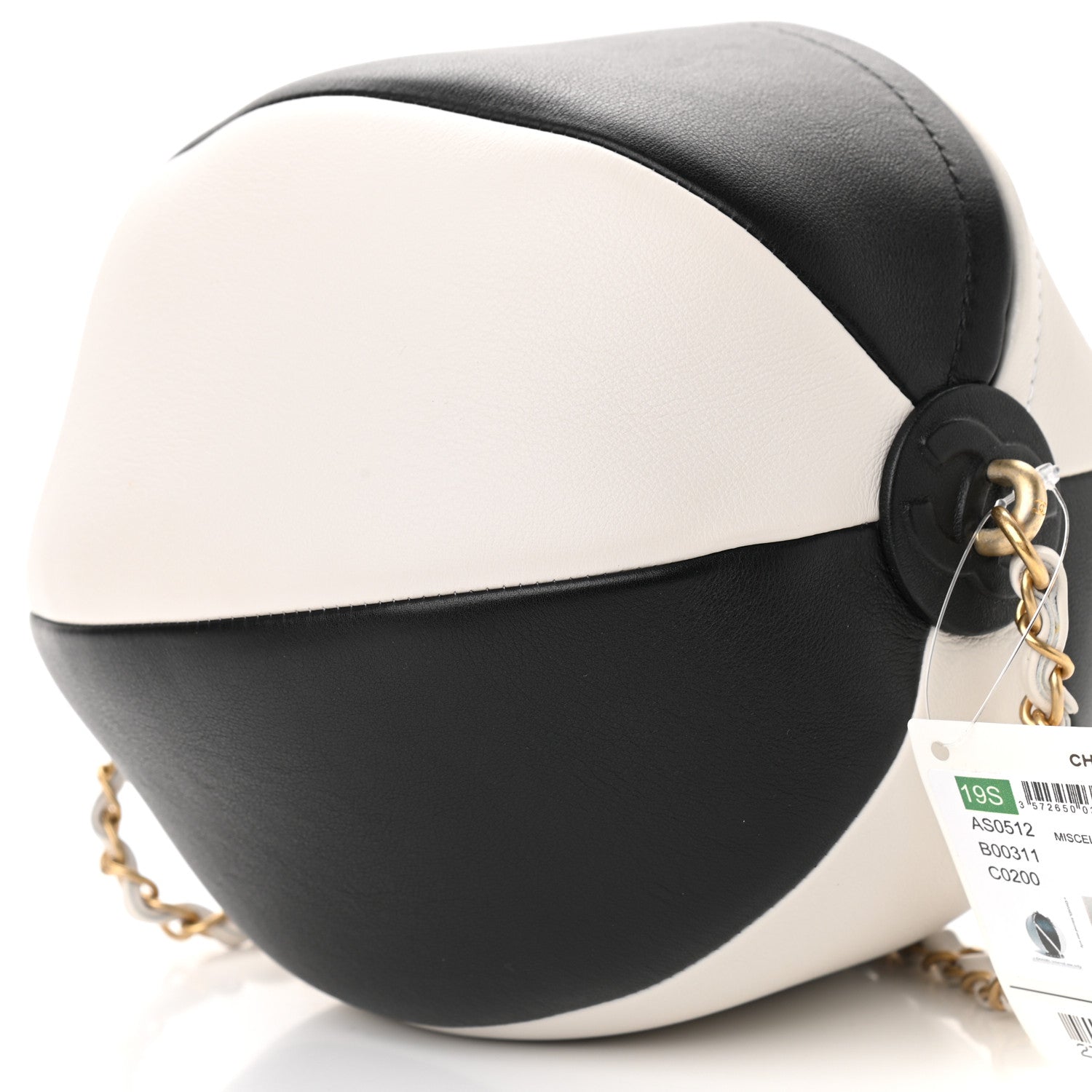 Chanel Calfskin Coco Beach Ball Bag White Black 9 of 9