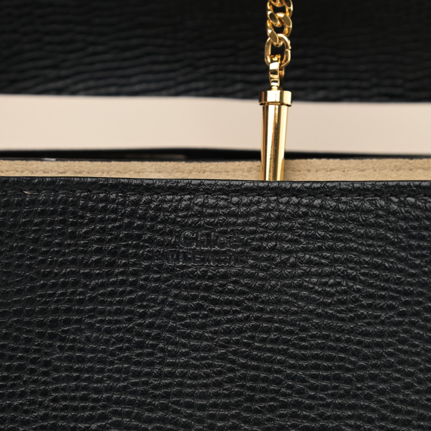 Chloe Grained Calfskin Lambskin Bi-Color Drew Shoulder Bag Black Powder Beige 6 of 11