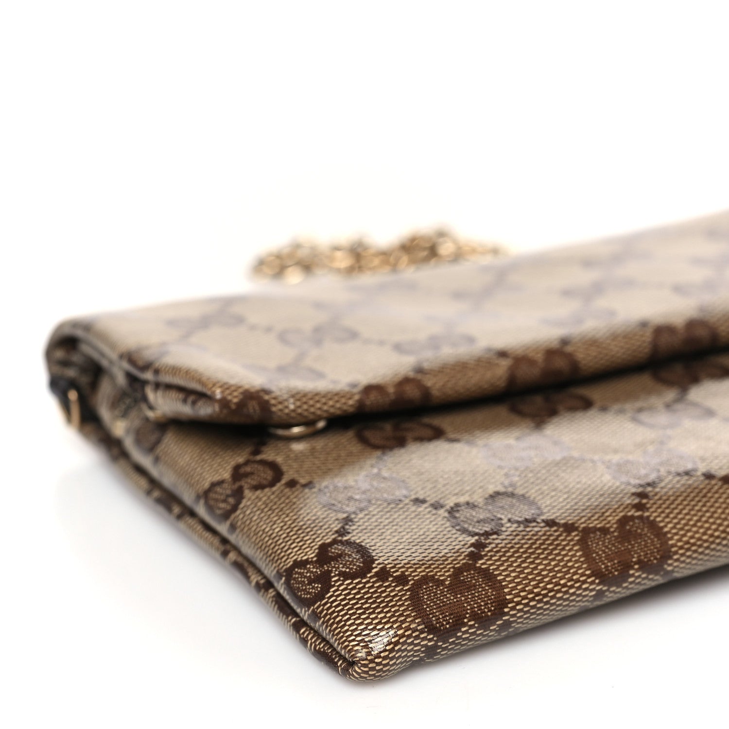 Gucci Crystal Monogram Wallet On Chain Beige Dark Brown 8 of 9