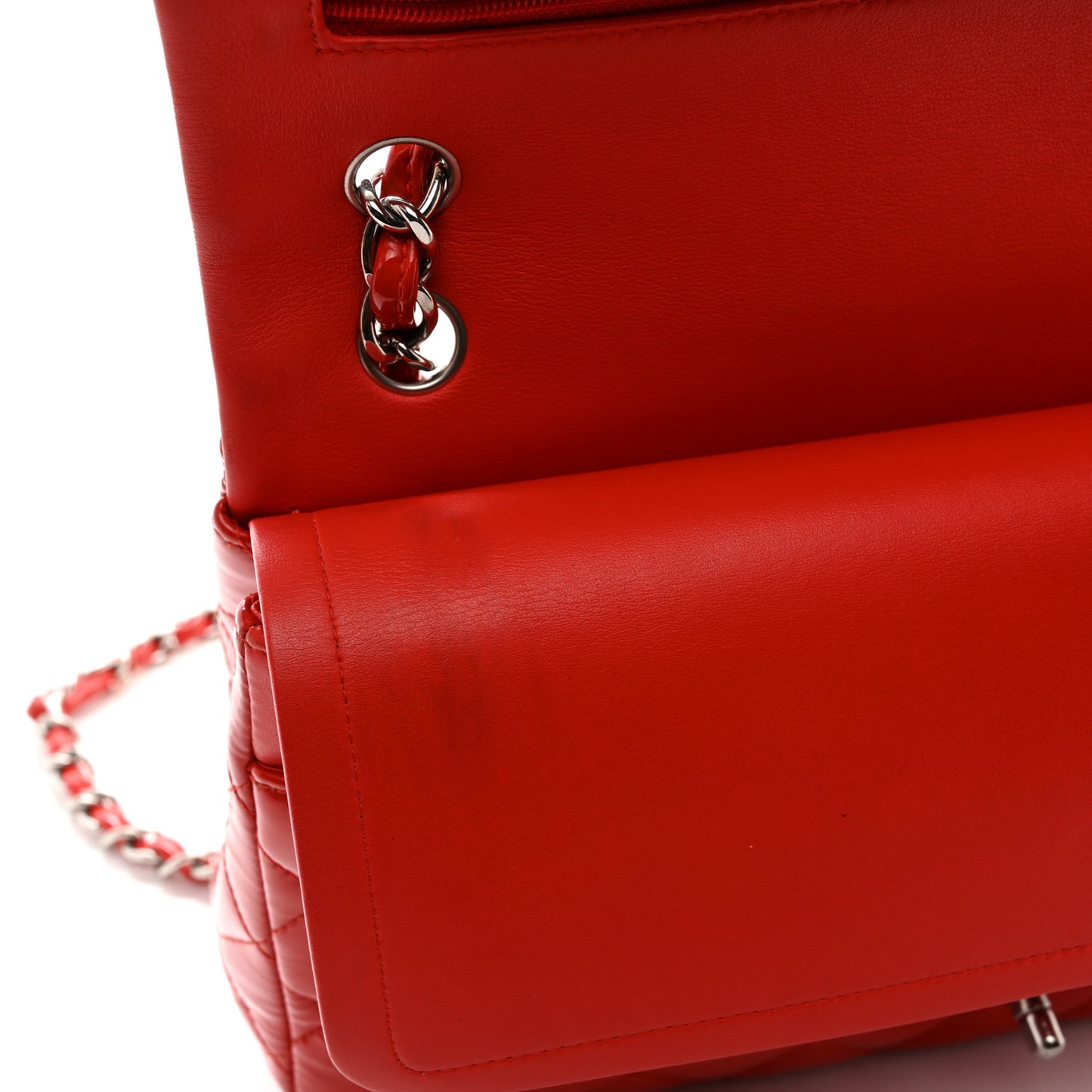 Patent Quilted Jumbo Double Flap Red