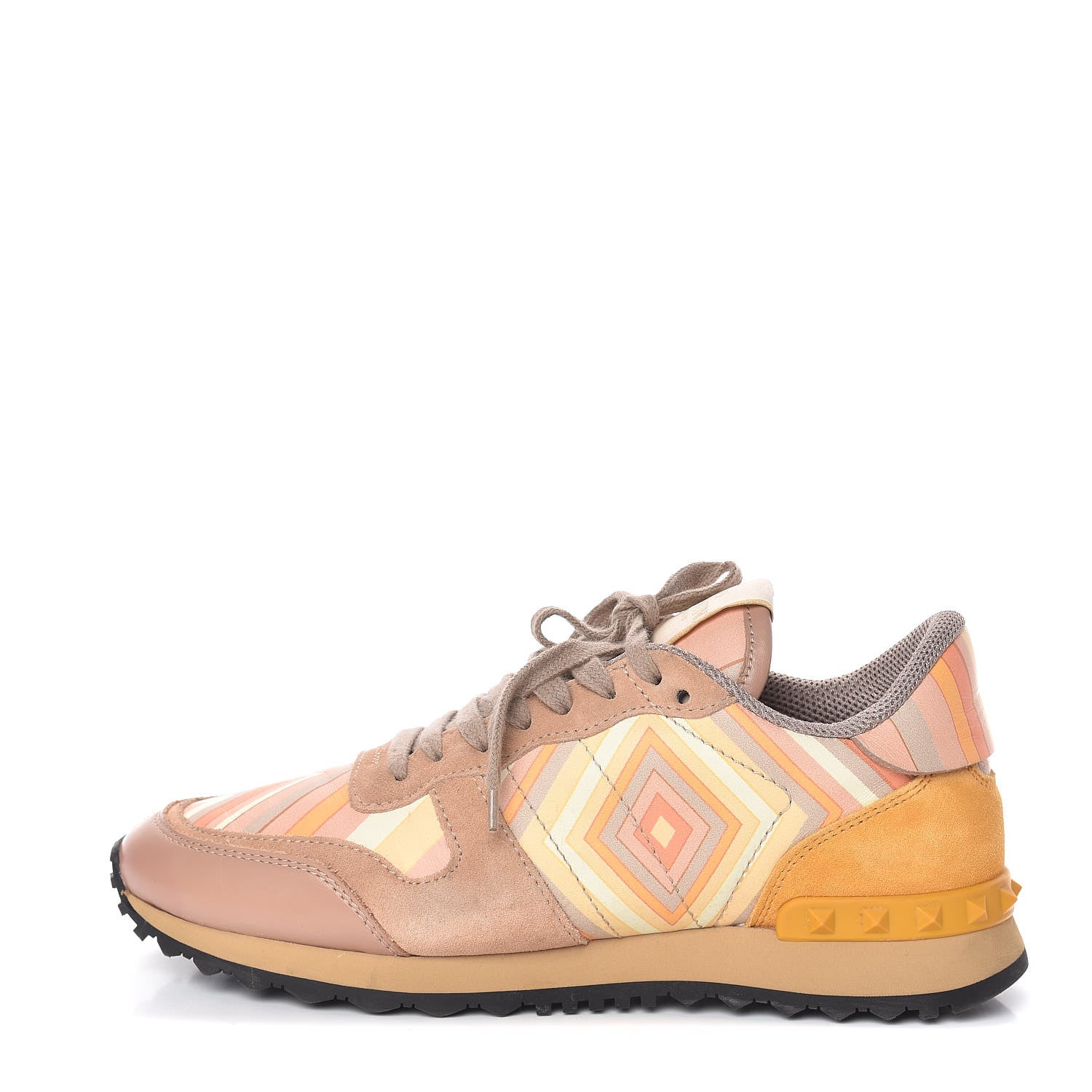 Valentino Garavani Suede Calfskin Native Couture 1975 Womens Rockrunner Sneakers 38.5 Multicolor 1 of 12
