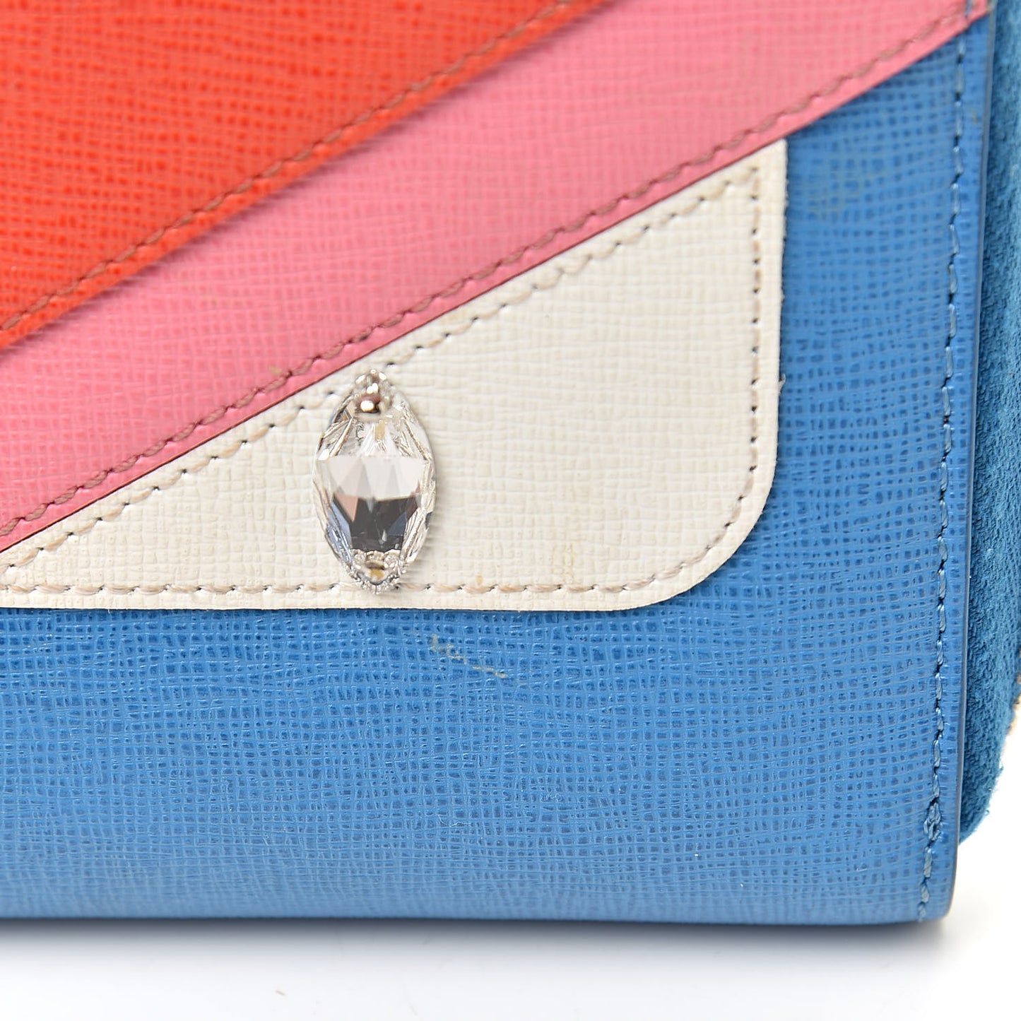 Vitello Elite Crystal Eye Monster Zip Around Wallet Royal Blue Papavero Multicolor