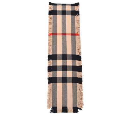 Burberry Wool Half Mega Check Fringe Scarf Camel 3 of 4