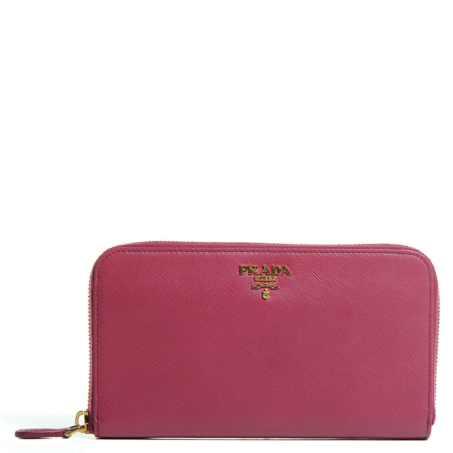 Prada Saffiano Metal Zip Around Wallet Ibisco 1 of 10