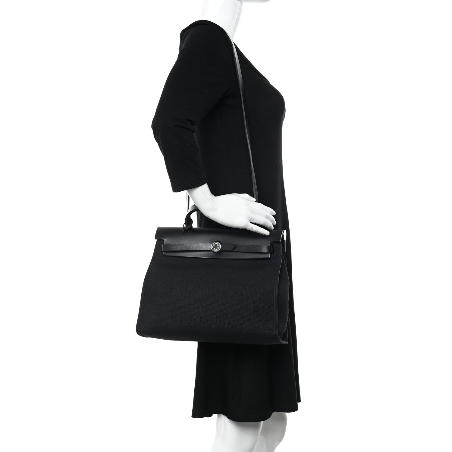 Hermes Military Toile Vache Hunter Herbag Zip PM 31 Black 2 of 14