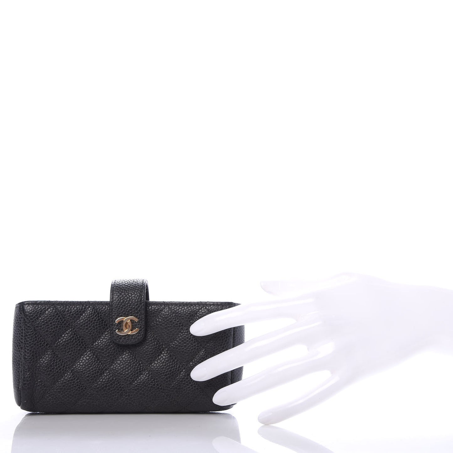 Caviar Quilted Mini Phone Holder Clutch Black