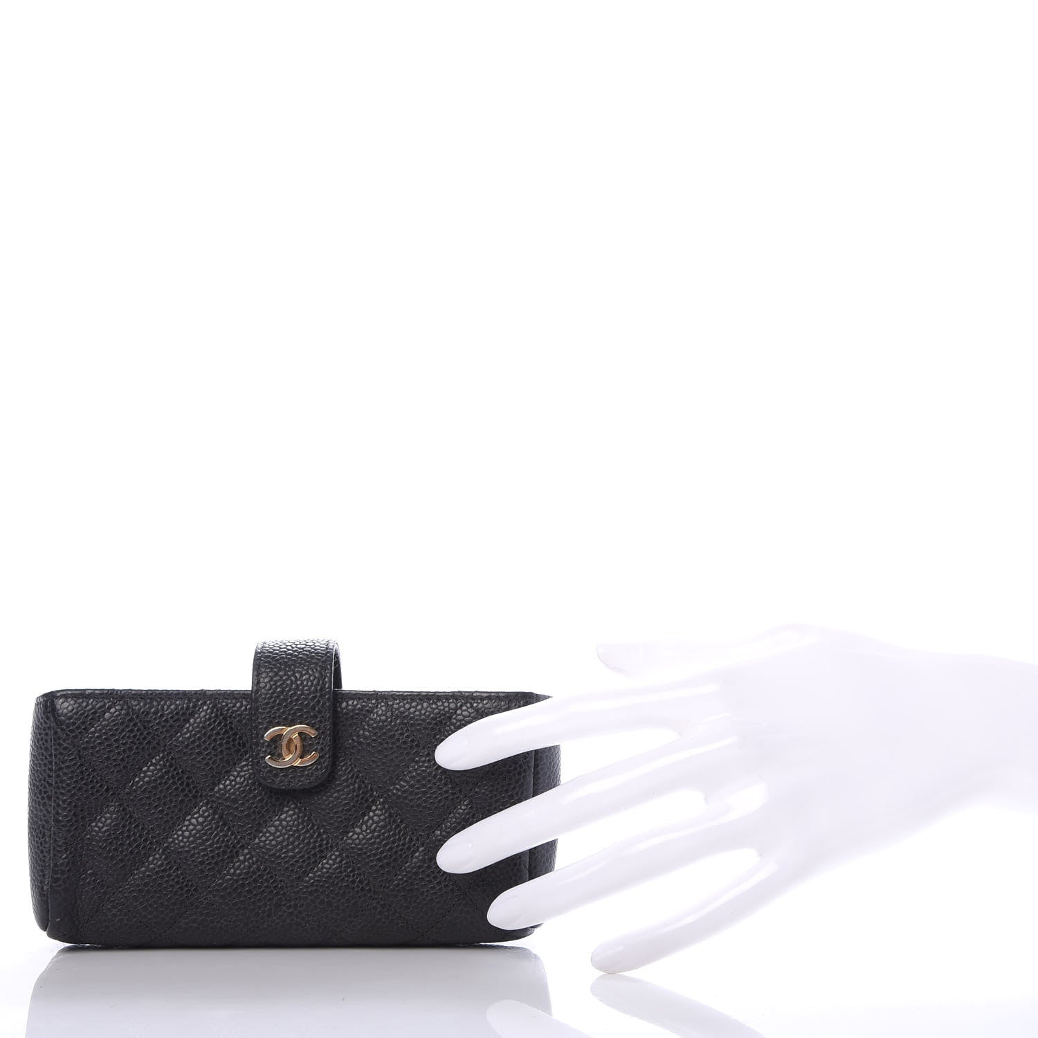 Chanel Caviar Quilted Mini Phone Holder Clutch Black 2 of 7