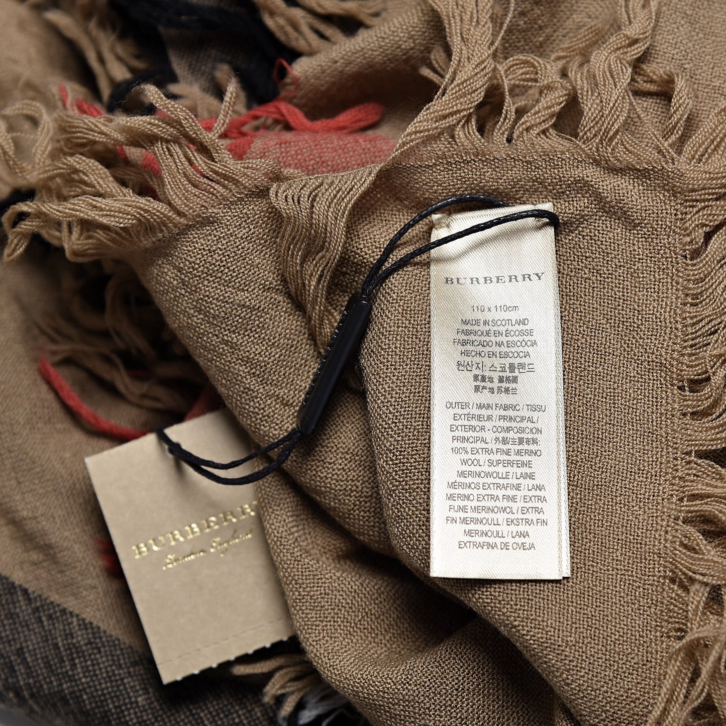 Merino Wool House Check Scarf Brown